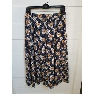 Sag Harbor Petite Midi Floral Button Front Skirt Women's Large Daisy Y2K